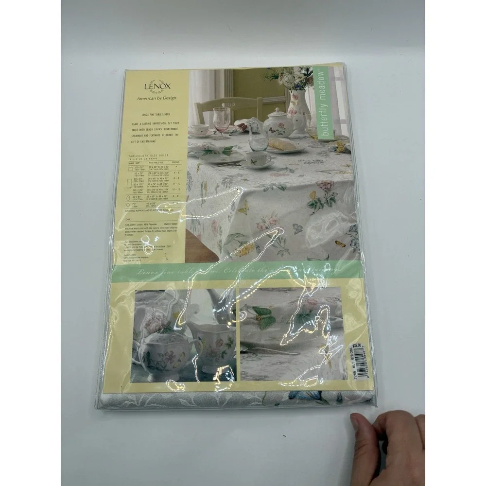 Lenox Butterfly Meadow Oblong Tablecloth 52x70 Floral Butterflies Machine Wash